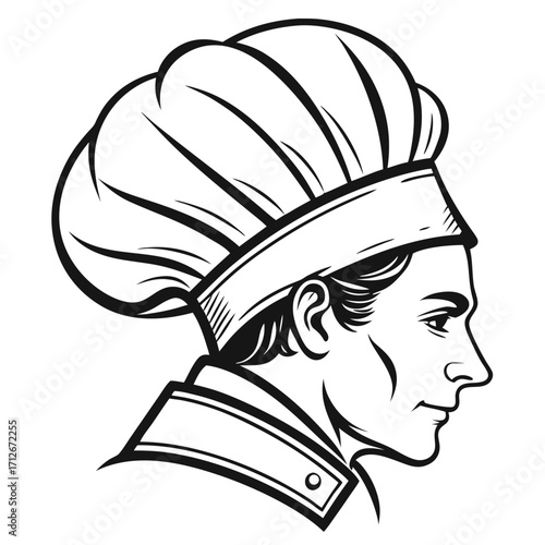 Detailed drawing of a male chef with a chefs hat, emphasizing his culinary talent and commitment to delivering exceptional dining experiences
