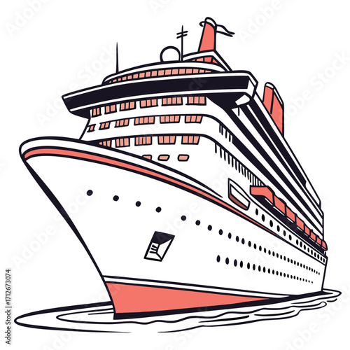 A luxurious cruise ship gracefully sails through the ocean, offering a dream vacation with its elegant design and promise of unforgettable moments