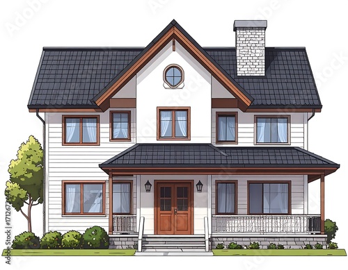 Illustration of a two-story house