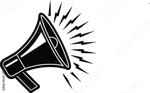Dynamic Megaphone Icon Emitting Sound Waves, Symbolizing Urgent Public Announcement and Important Communication for Marketing, Advocacy, or Call to Action in a Modern Minimalist Style