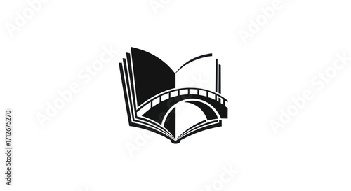 Creative logo design featuring an open book and a bridge.