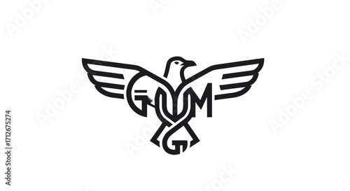 Monogrammed Eagle Logo Design with Intertwined Letters G U M.
