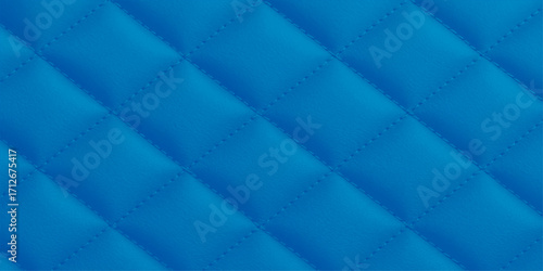 Seamless 3d blue leather upholstery texture with a geometric cube pattern for a stylish backdrop design. decoration, light, tile, color, shape, decor, style