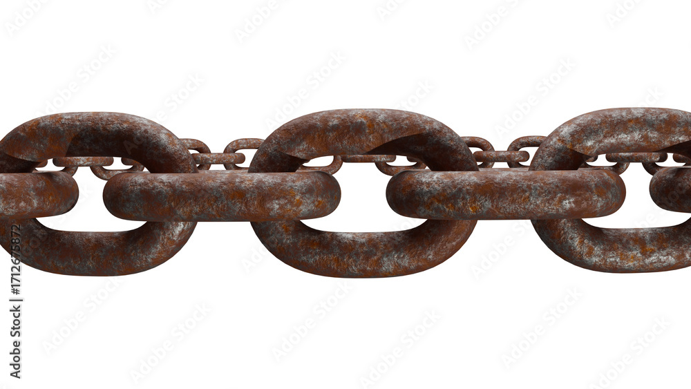 Obraz premium 3D Render of Rusty Metal Chain Isolated on Transparent Background