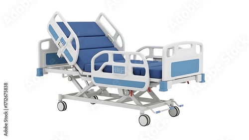 Adjustable hospital bed medical bed electric hospital bed for home care patient bed with side rails on transparent background