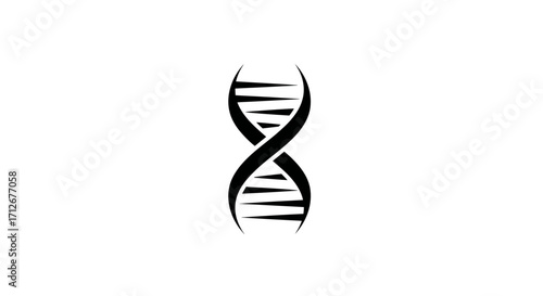 Simple black DNA double helix icon on a white background.