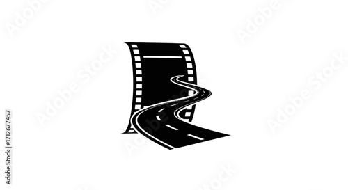 Road Film Strip Icon Symbolizing Journey and Cinematic Path.