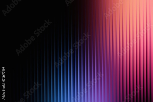 Abstract gradient of pink, purple, and blue with vertical lines on black