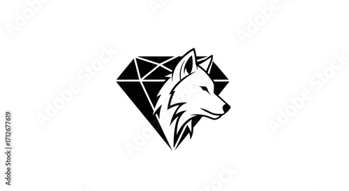 Wolf Head and Diamond Logo Design.
