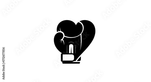 Symbol of fighting for love with a boxing glove heart icon.