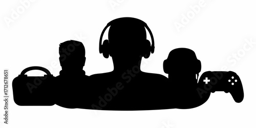 Passionate gamer silhouette ready for virtual reality and console gaming adventures online today