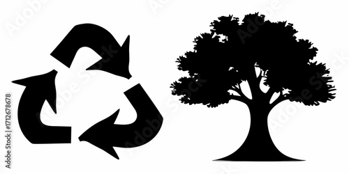 Go green with a tree and recycling logo for a sustainable future or earth day concept icon