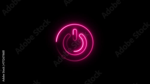 Neon power reset button sign animation.