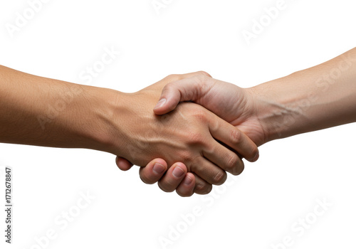 Isolated handshake gesture with different skin tones showing cooperation and welcome