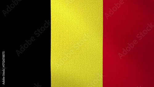 The Belgian flag flutters in the wind, against a looped background. The flag flutters in the wind. Concept of the national day and holidays in the country.