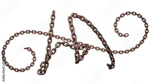 3D Render of Rusty Metal Chain Isolated on Transparent Background
