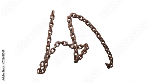 3D Render of Rusty Metal Chain Isolated on Transparent Background