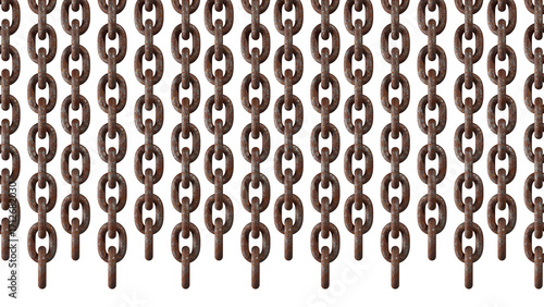 3D Render of Rusty Metal Chain Isolated on Transparent Background