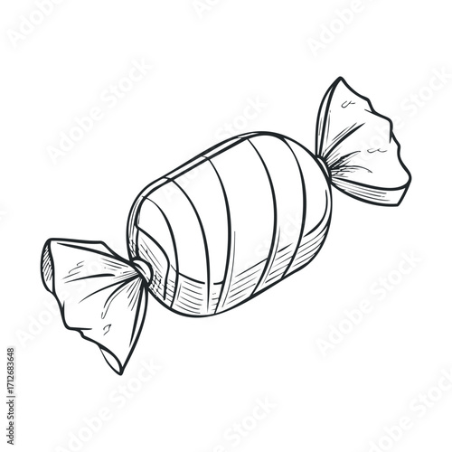 Colorful wrapped candy design for celebration or treat ideas. Vector hand drawn illustration