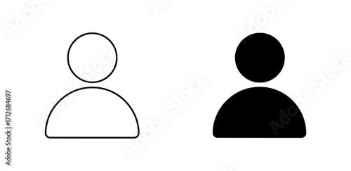 Outline and solid black vector icon of a user