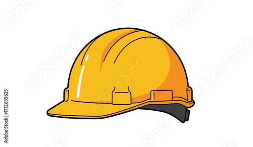 Yellow hard hat safety helmet construction work protective gear industrial equipment head protection occupational safety isolated on white background