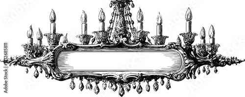 Ornamental vintage frame with candles for elegant design projects