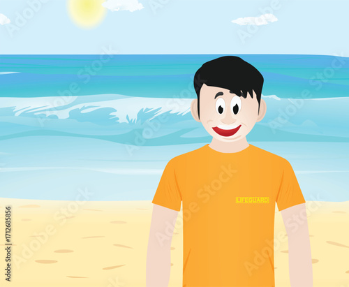 Lifeguard on duty. vector illustration	