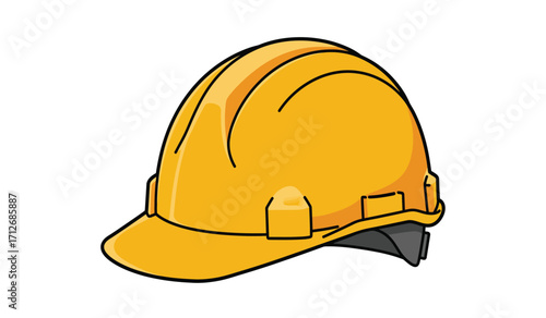 Yellow hard hat safety equipment for construction work and industrial protection essential gear isolated on white background