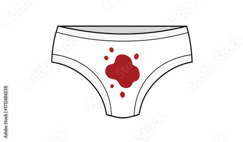 Menstrual period underwear stain representation realistic graphic design showing menstruation hygiene female health care isolated on white background