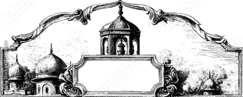 Renaissance vintage frame design with ornate architectural elements