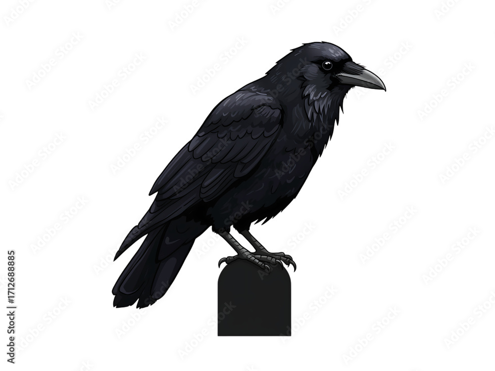 Fototapeta premium Halloween seasonal objects captivating black crow illustration in eerie environment for artistic inspiration