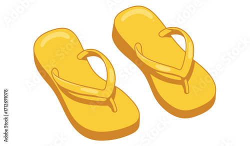 Vibrant yellow flip flops a pair of comfortable beach sandals perfect for summer fun and casual wear isolated on white background