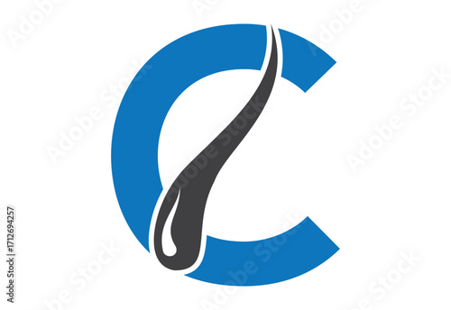 Intel latter C with hair treatment logo design concept