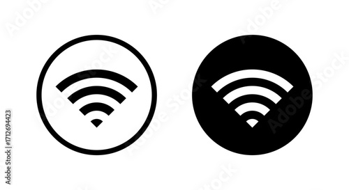 Wifi signal icon in black circle. Wireless internet network symbol
