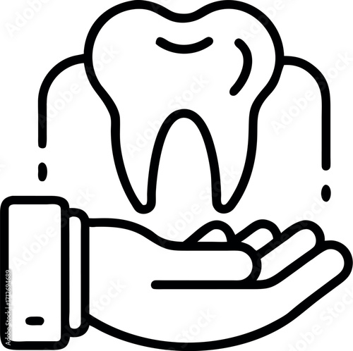 Vector art of hand holding a tooth icon illustration design