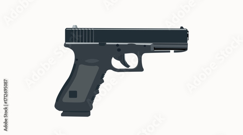 Vector Isolated Illustration of a Gun. Isolated Gun with Solid White Background Vector Illustration Pro Vector