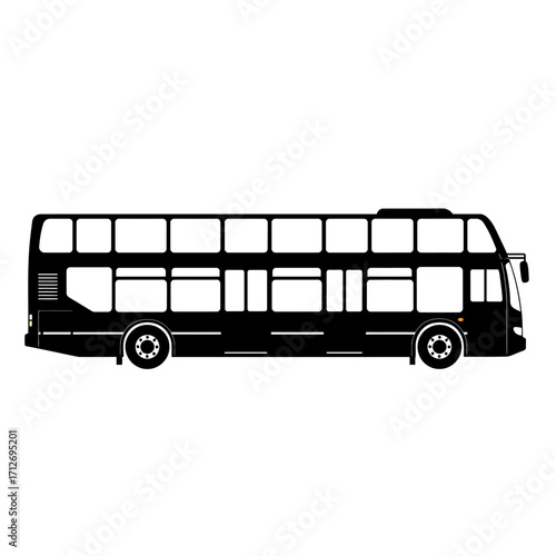 Modern double decker bus silhouette for transportation and travel projects clean design isolated on white background