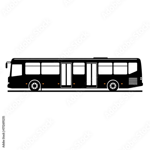 Modern articulated city bus silhouette transportation public transit vehicle side view isolated on white background