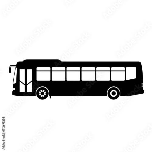 Modern city bus silhouette side view transportation public transit vehicle icon isolated on white background