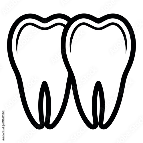 Vector art of two molar teeth side by side illustration design