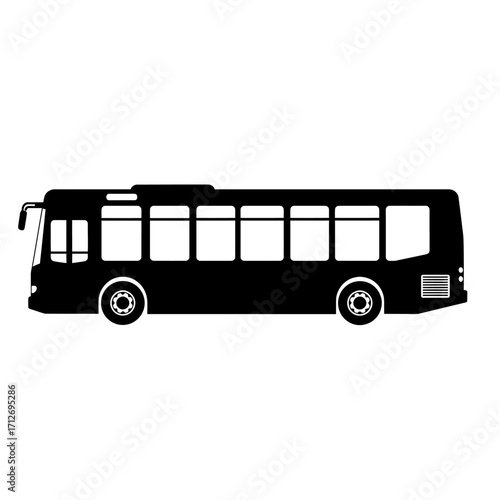Modern city bus silhouette transportation public transit vehicle side view isolated on white background