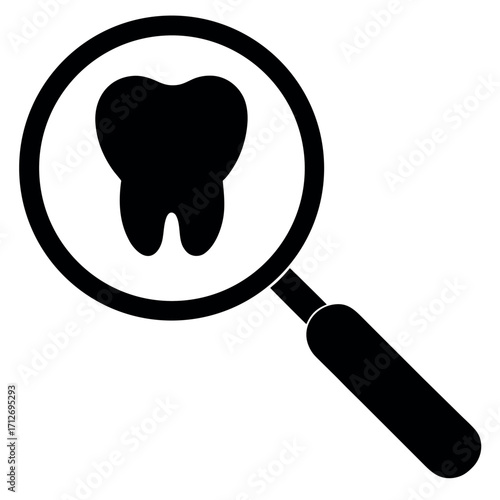Vector art of magnifying glass over a tooth, illustration design