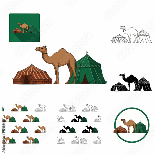 Desert Festival Celebration with Camels and Traditional Tents