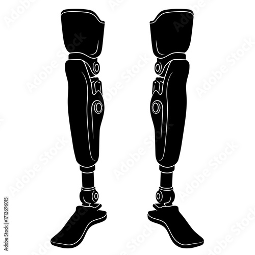 Prosthetic legs pair offering mobility and independence for amputees isolated on white background