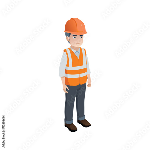 Site Engineer/Foreman Character Creator Kit — Semi‑Flat Vector, Multi‑View, Modular