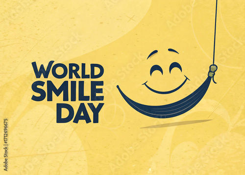 World Smile Day Illustration: A cheerful illustration of the World Smile Day concept, featuring a smiling face, embodying happiness, positivity, and the spirit of global unity.