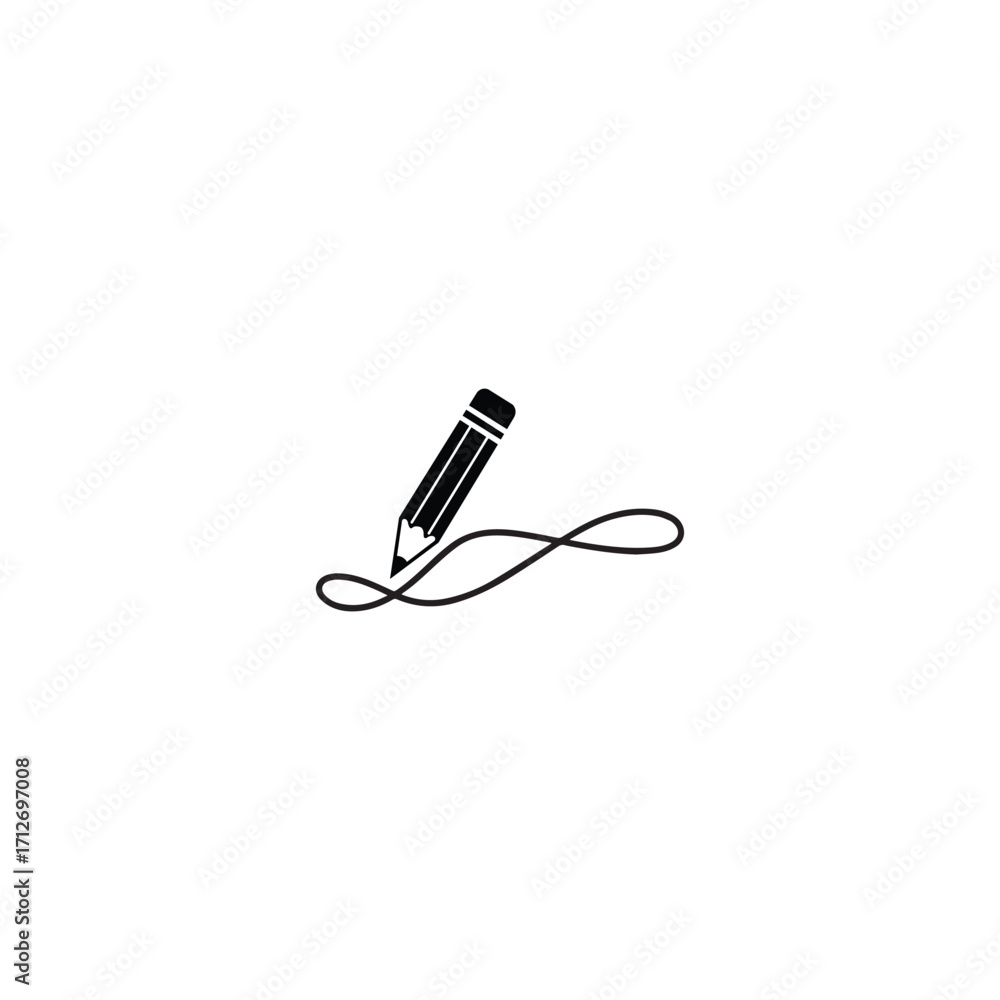 Obraz premium Simple pencil drawing a looping line on a white background