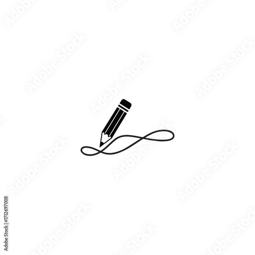 Simple pencil drawing a looping line on a white background