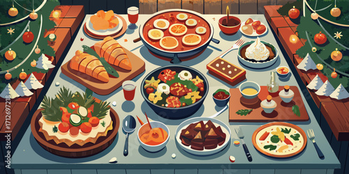 Chinese New Year decorations and a delicious appetizer plate