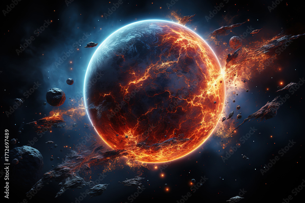 Obraz premium Outstanding Colorful solar system composition with flat design